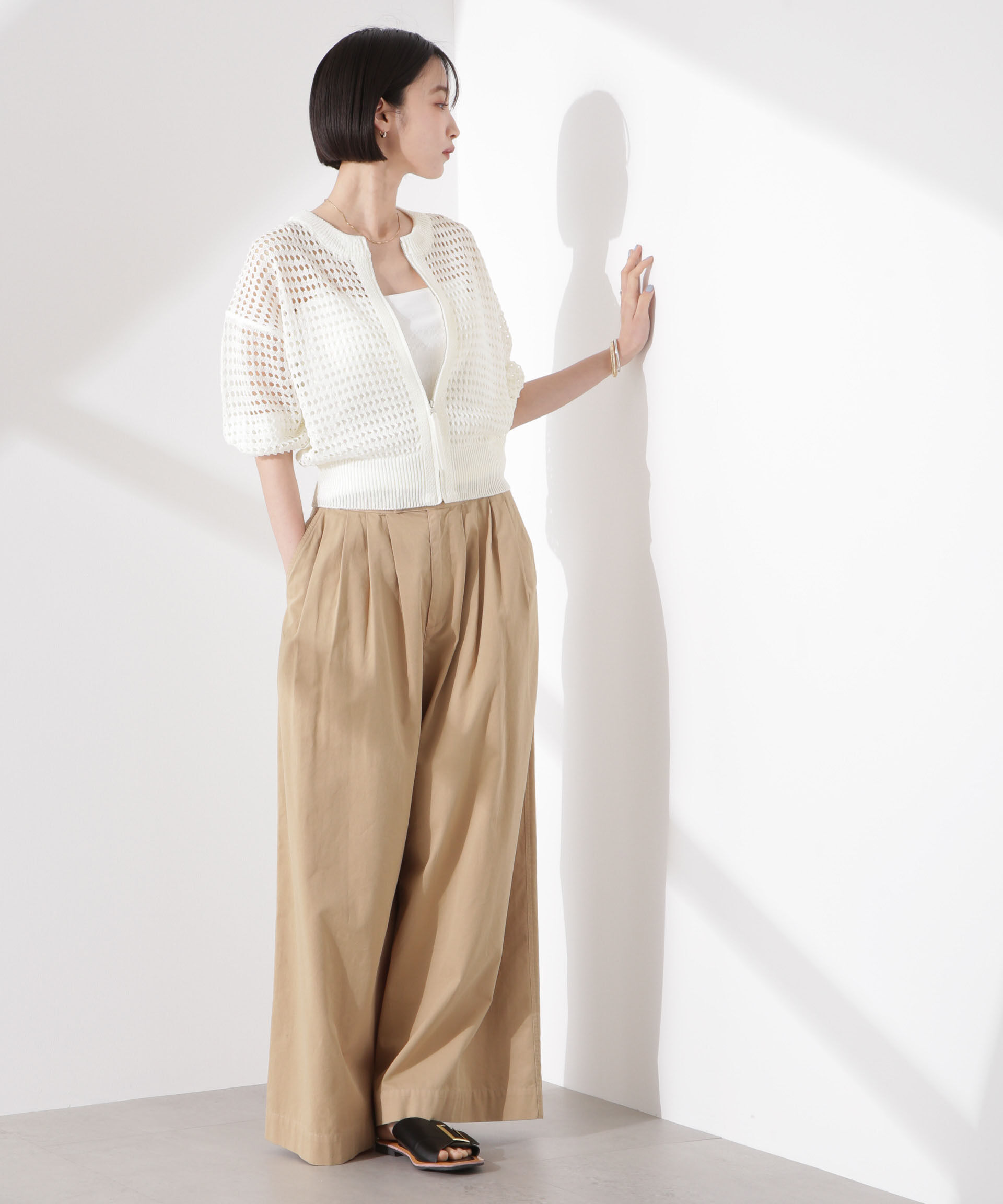 nano･universe「メッシュニットジップカーディガン」|ニット・セーター|