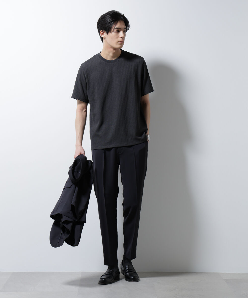 nano･universe「｢Damerino｣ヘリンボンクルーネックTシャツ/防シワ・吸水速乾・UVカット」|Tシャツ・カットソー|