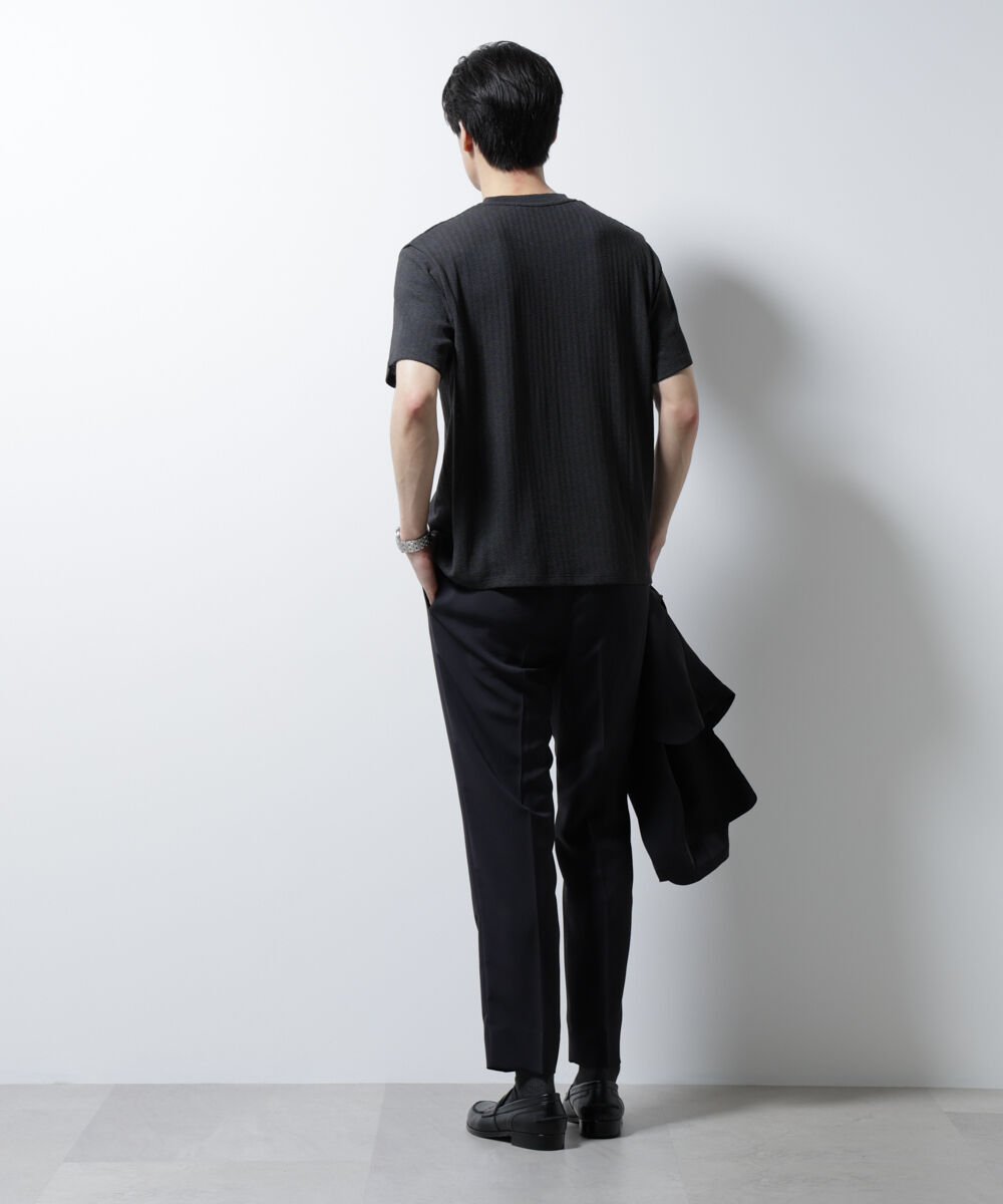 nano･universe「｢Damerino｣ヘリンボンクルーネックTシャツ/防シワ・吸水速乾・UVカット」|Tシャツ・カットソー|