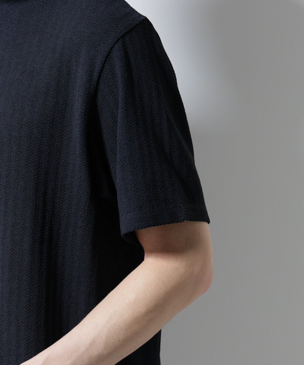 nano･universe「｢Damerino｣ヘリンボンクルーネックTシャツ/防シワ・吸水速乾・UVカット」|Tシャツ・カットソー|