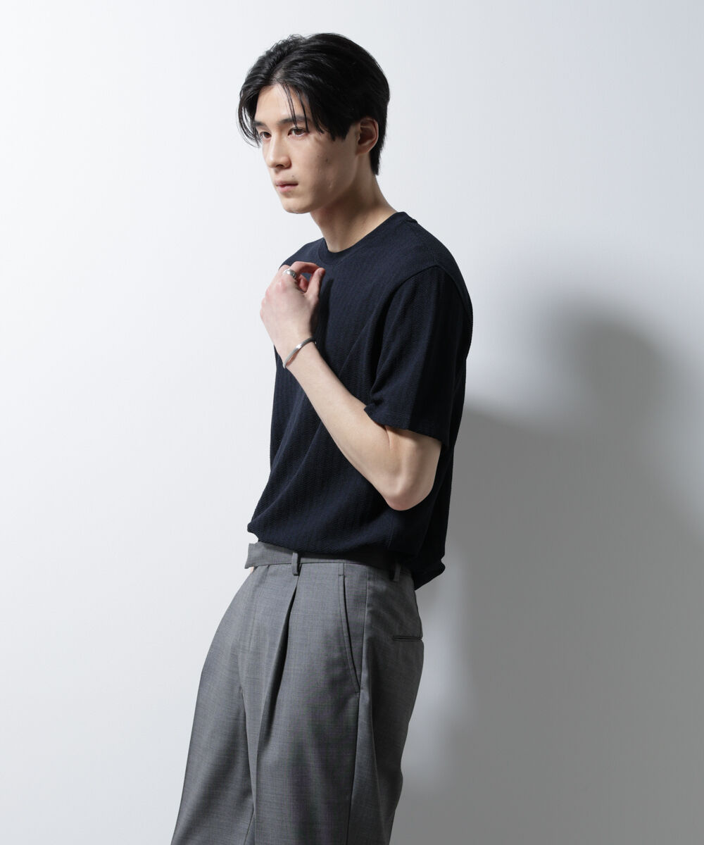 nano･universe「｢Damerino｣ヘリンボンクルーネックTシャツ/防シワ・吸水速乾・UVカット」|Tシャツ・カットソー|