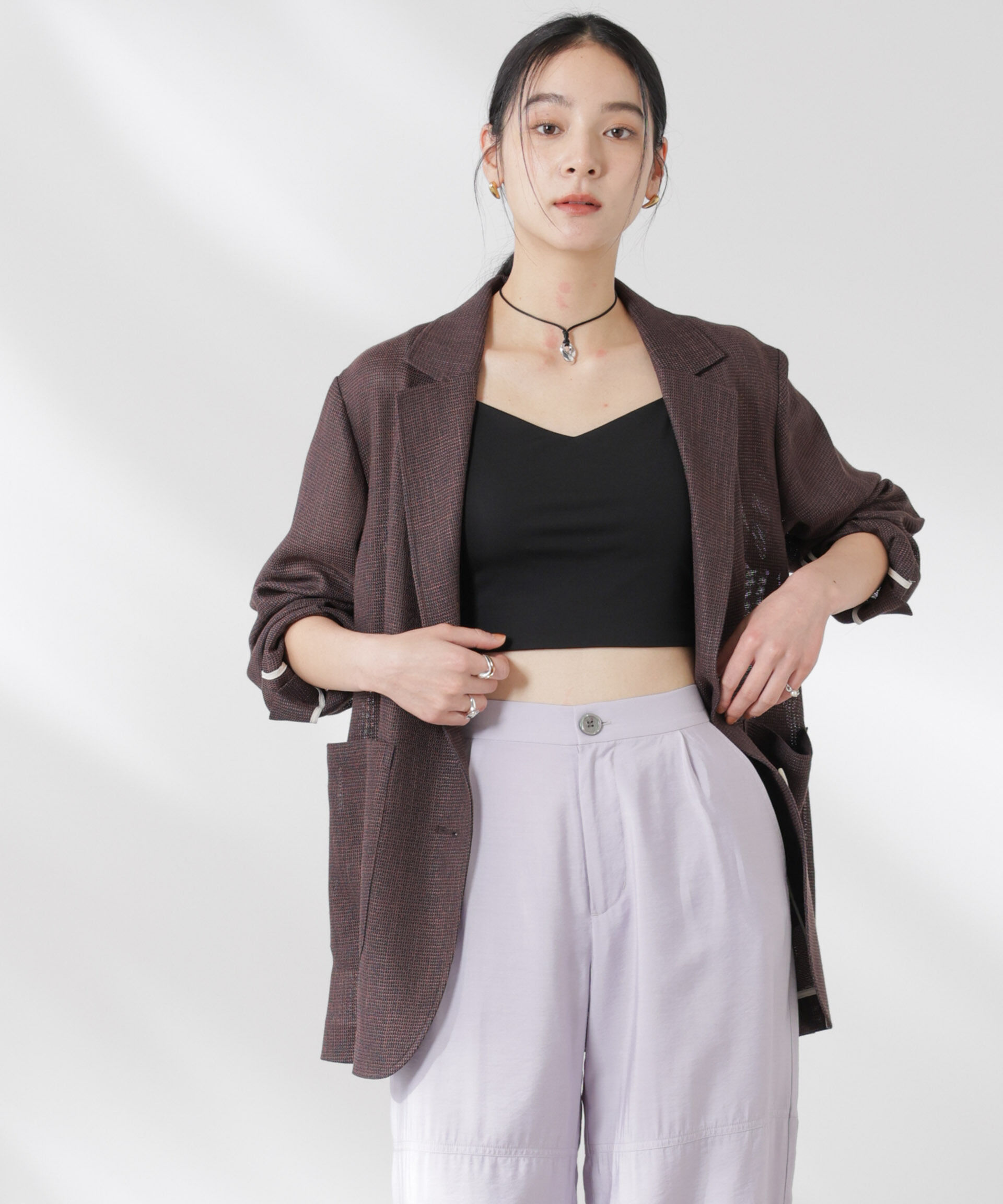 nano･universe「カラミ織りシングルジャケット」|テーラードジャケット|