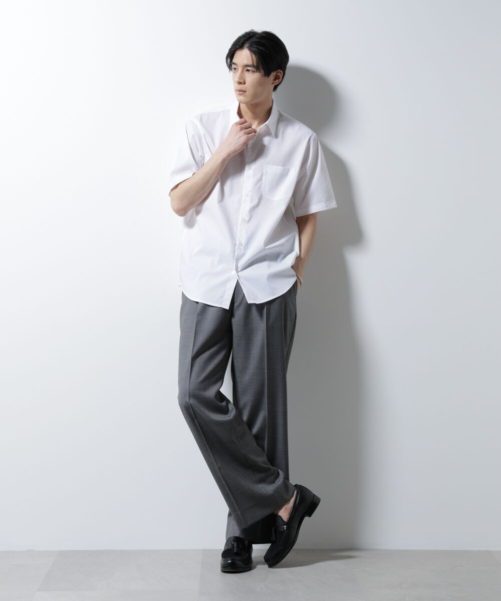 nano･universe「｢ICE FLOW LINEN｣レギュラーカラーシャツ 半袖」|シャツ・ブラウス|