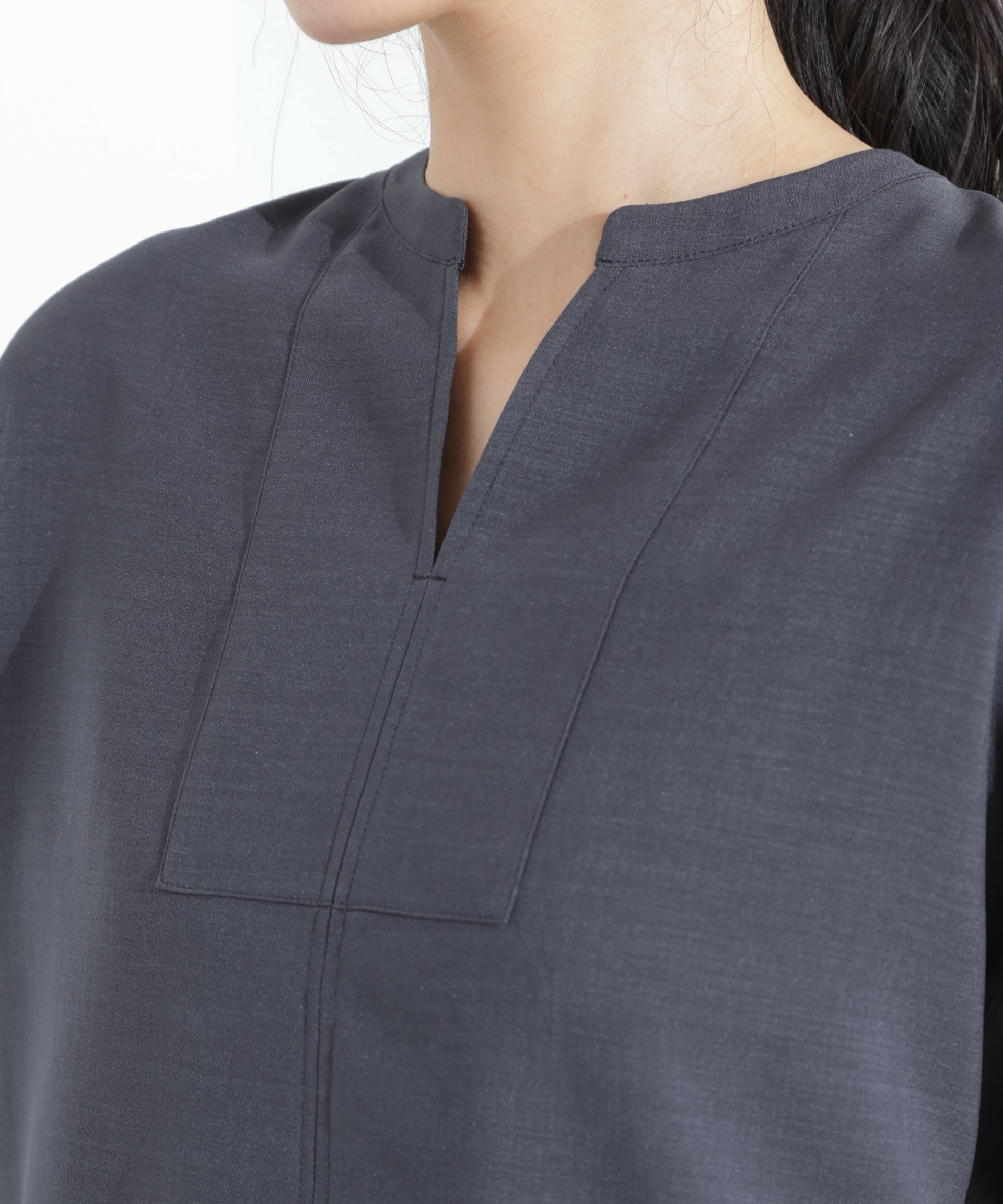 nano･universe「メランジドライ スキッパータックブラウス(セットアップ可)」|シャツ・ブラウス|