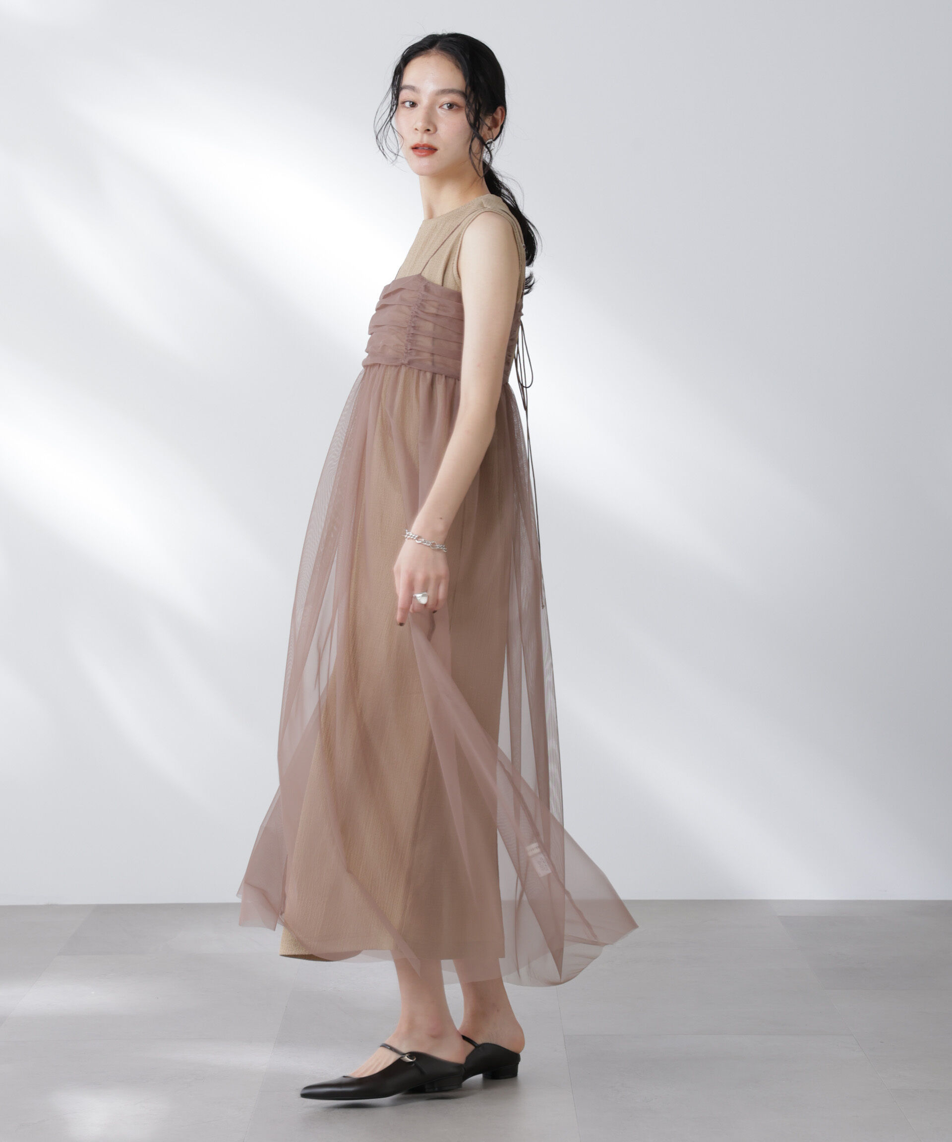 nano･universe「チュールキャミ&times;カットワンピースセット」|ワンピース|