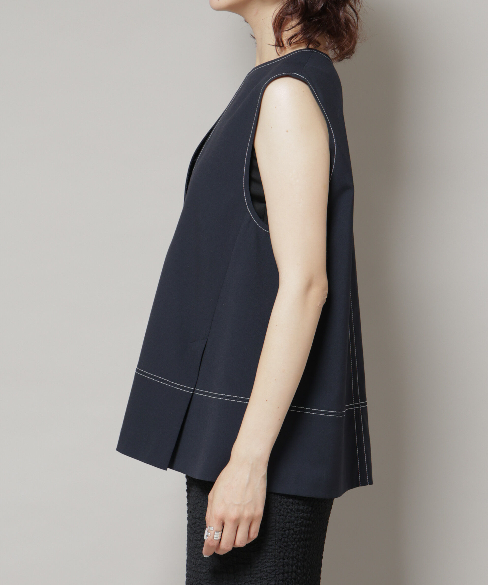 nano･universe「ドライウェザーストレッチバイカラーステッチベスト(セットアップ可)」|シャツ・ブラウス|