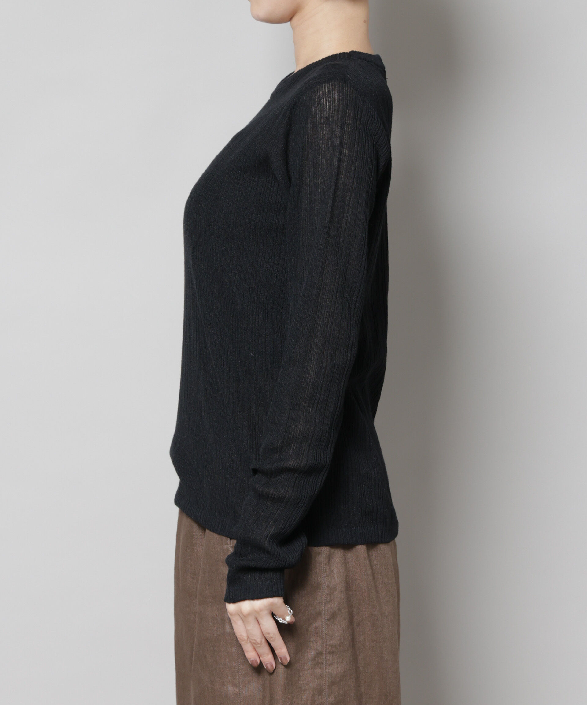 nano･universe「シアーランダムリブクルーネックニット」|ニット・セーター|