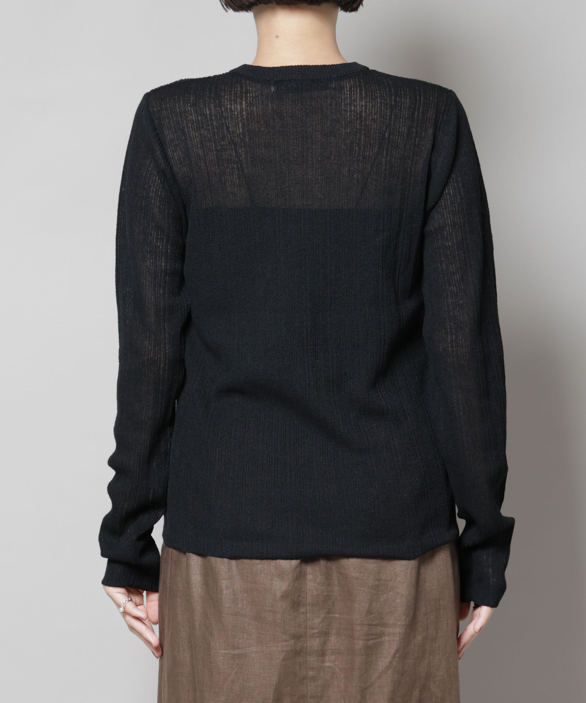 nano･universe「シアーランダムリブクルーネックニット」|ニット・セーター|