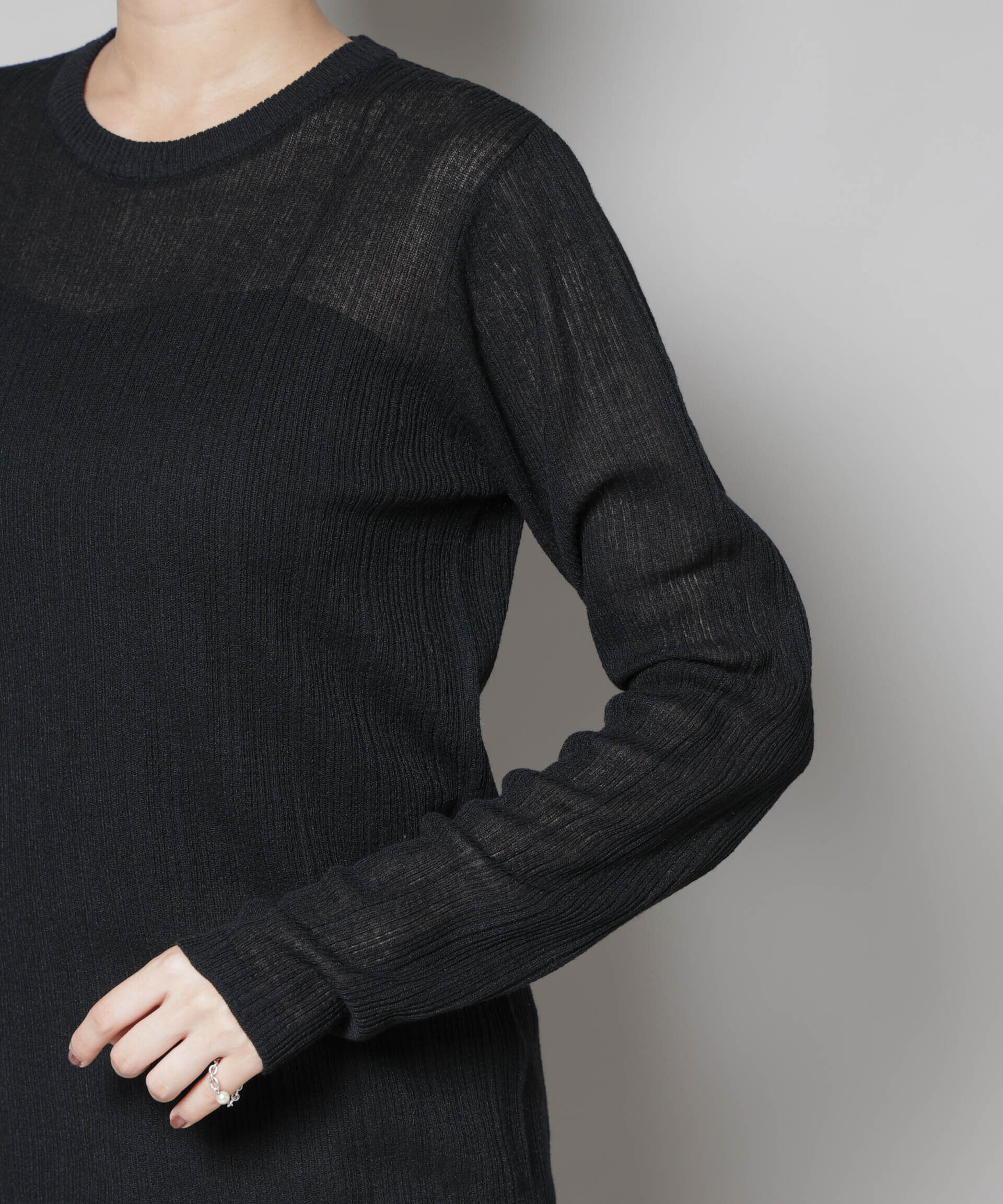 nano･universe「シアーランダムリブクルーネックニット」|ニット・セーター|