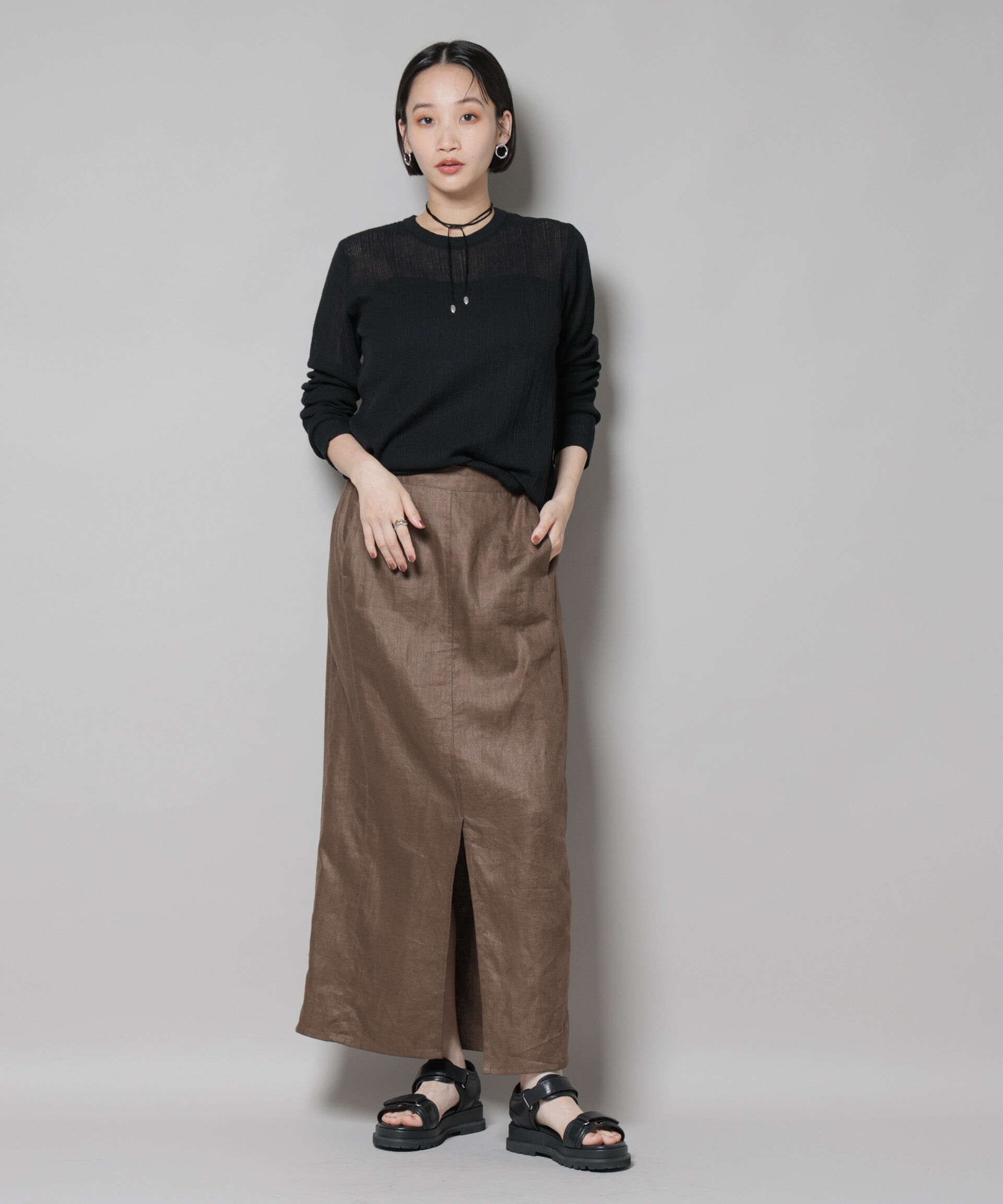 nano･universe「シアーランダムリブクルーネックニット」|ニット・セーター|