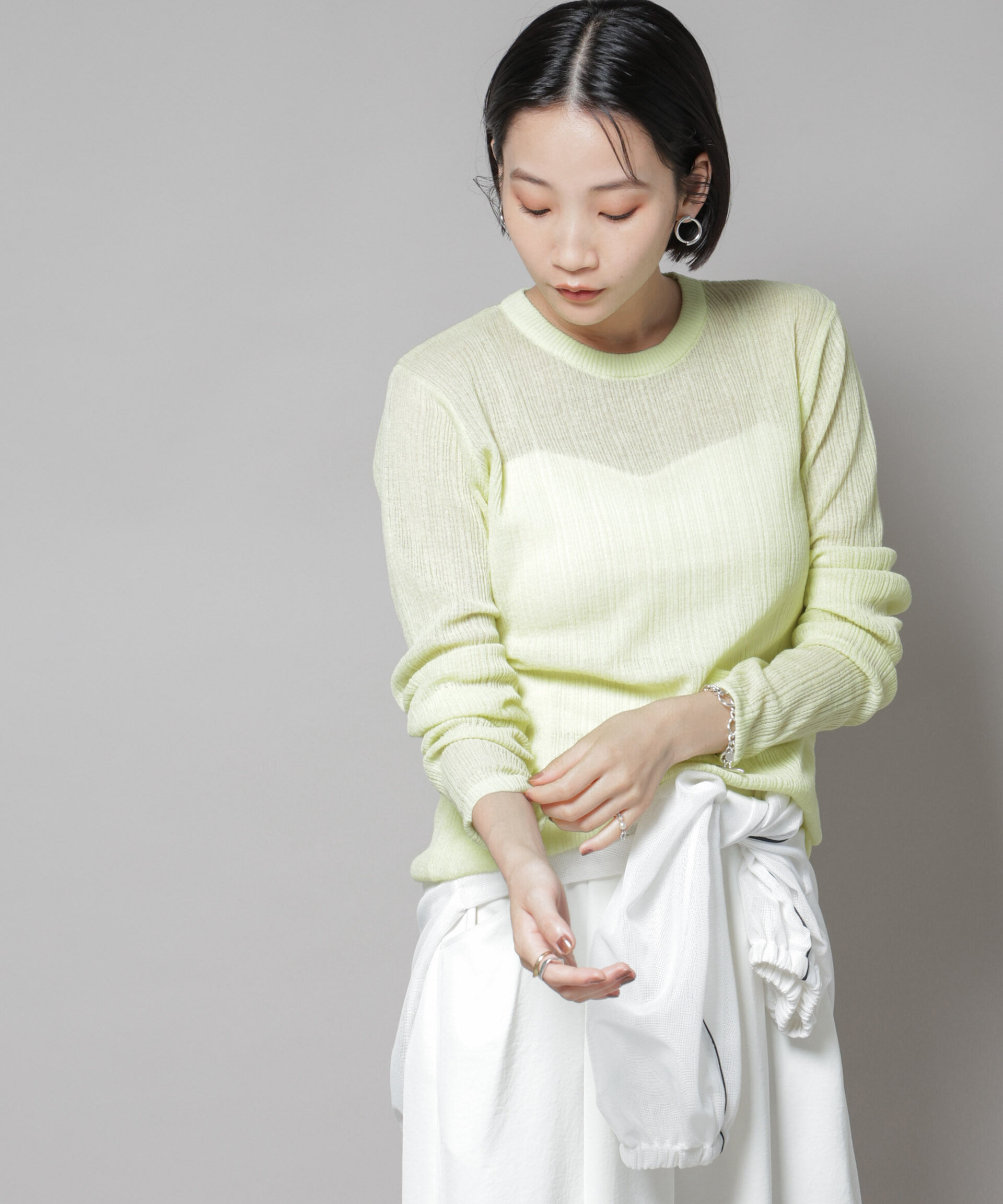 nano･universe「シアーランダムリブクルーネックニット」|ニット・セーター|