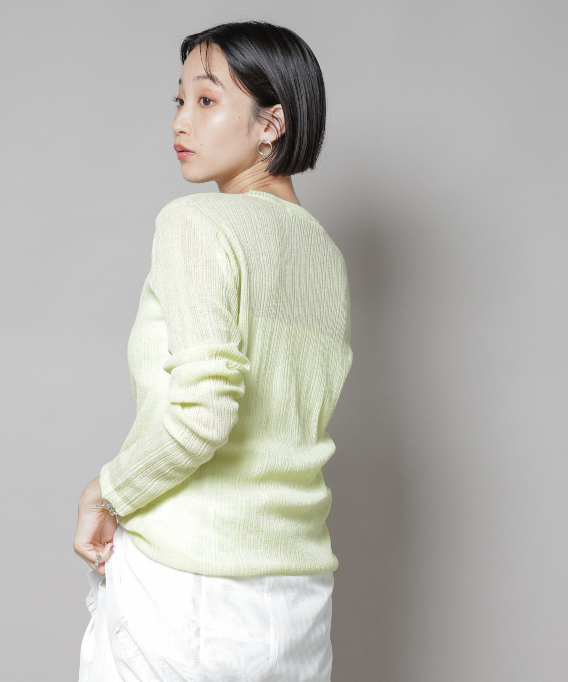 nano･universe「シアーランダムリブクルーネックニット」|ニット・セーター|