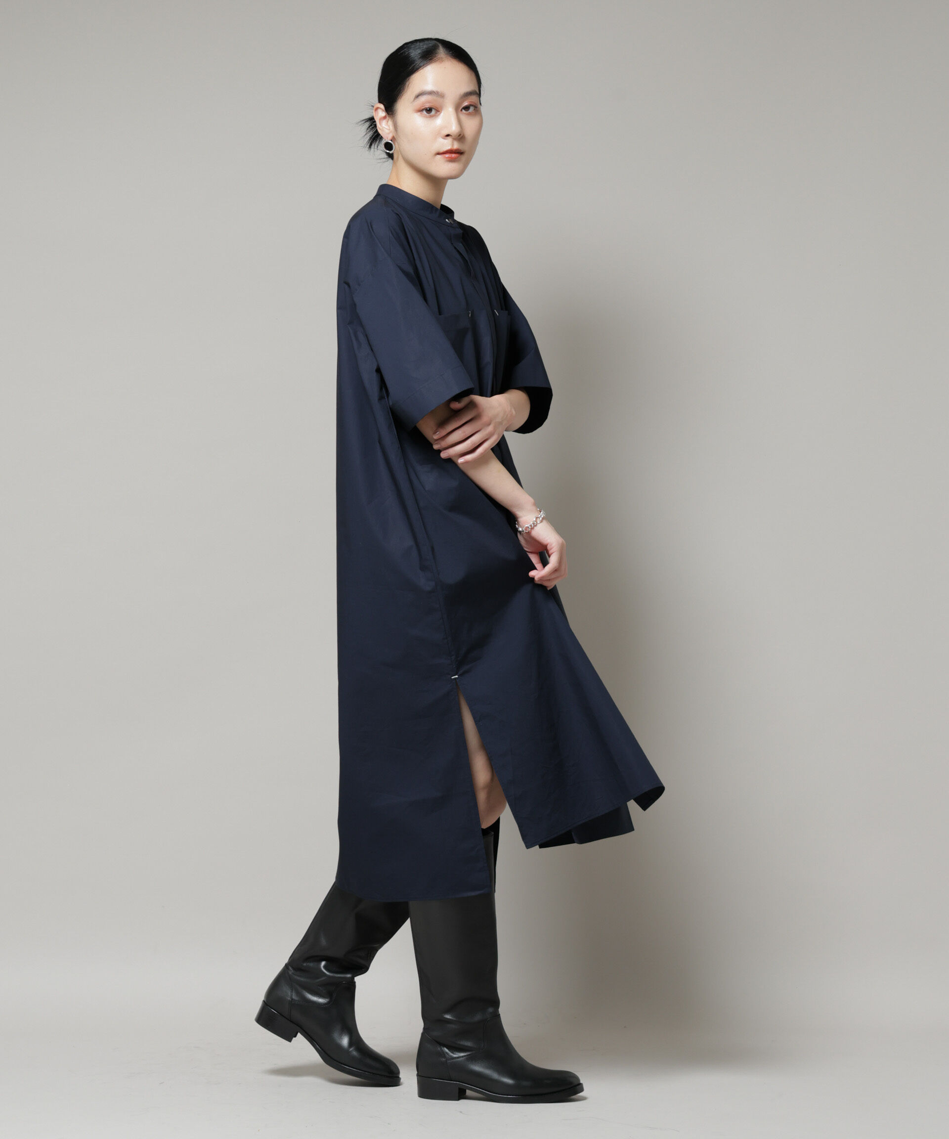 nano･universe「Ｗポケットハーフスリーブシャツワンピース」|ワンピース|