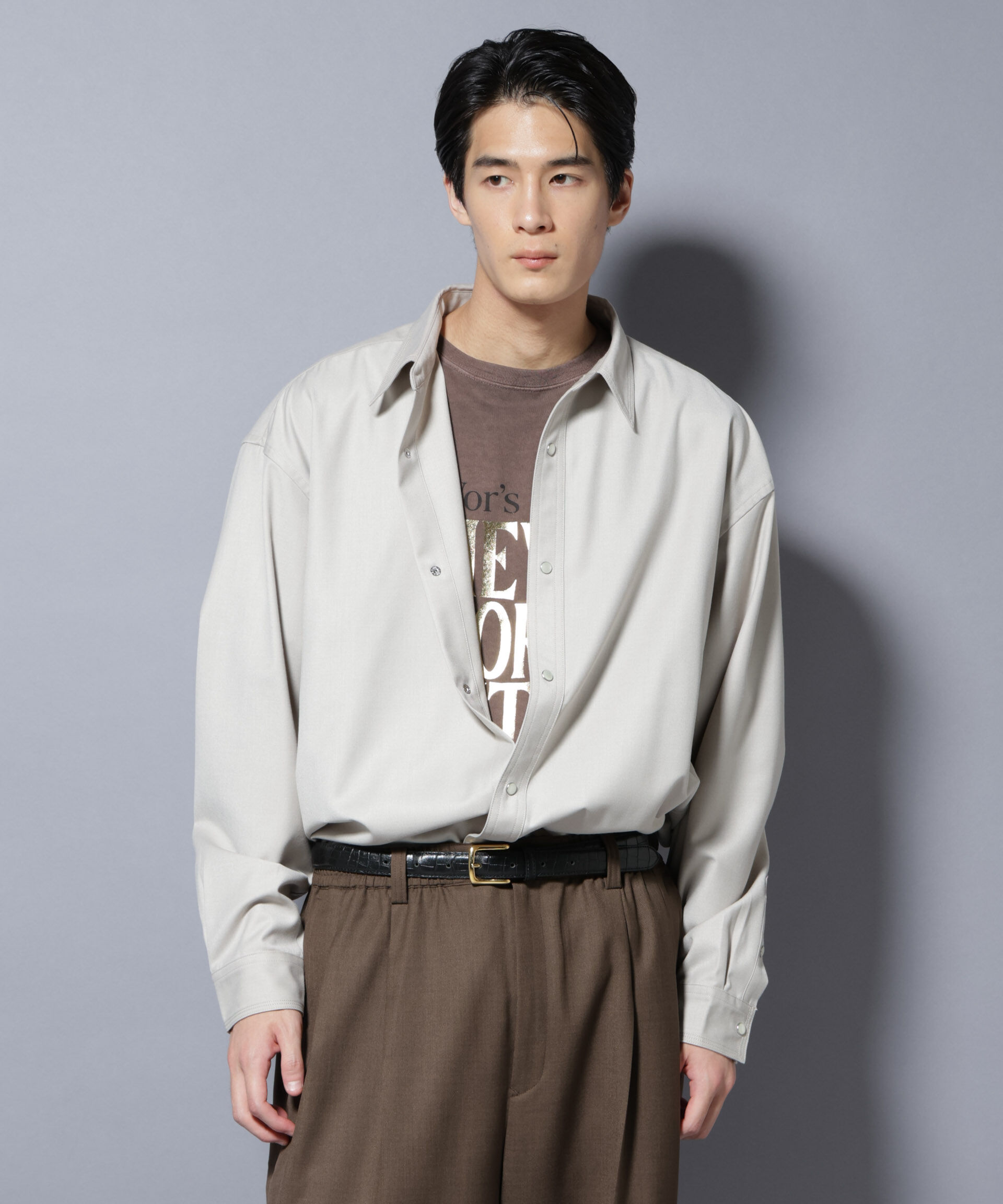 nano･universe「トリプルステッチ パールドットオーバーシャツ」|シャツ・ブラウス|