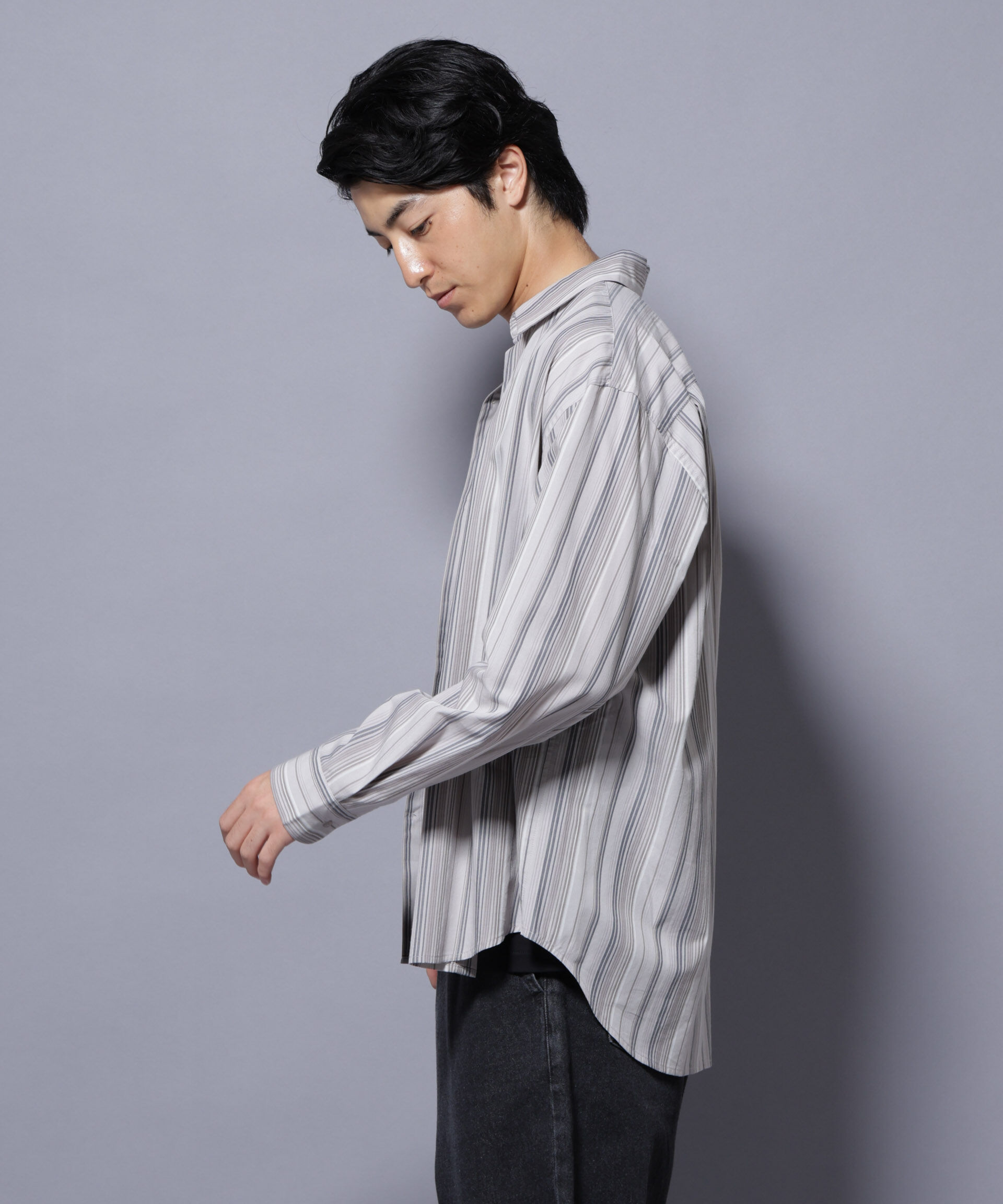 nano･universe「ランダムストライプシャツ 長袖」|シャツ・ブラウス|