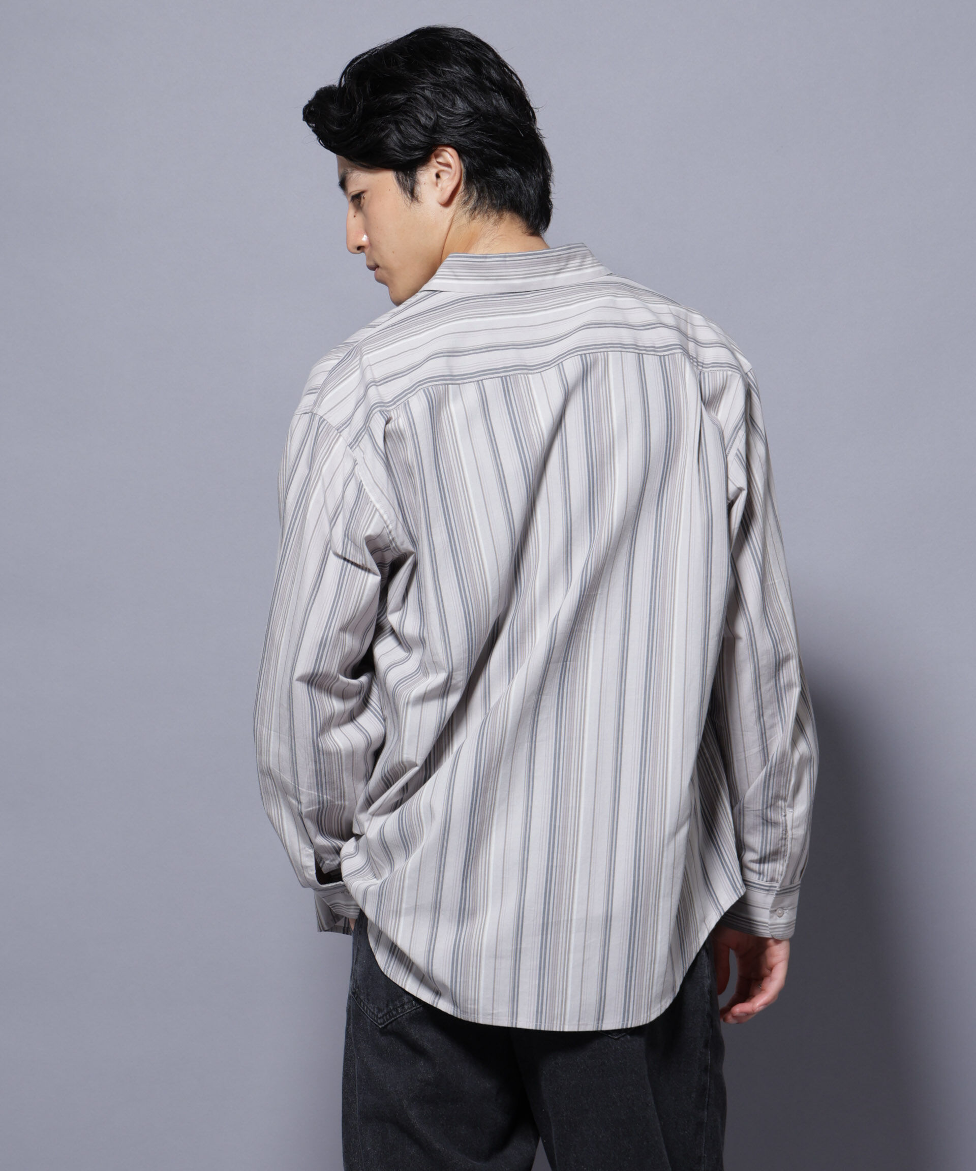 nano･universe「ランダムストライプシャツ 長袖」|シャツ・ブラウス|