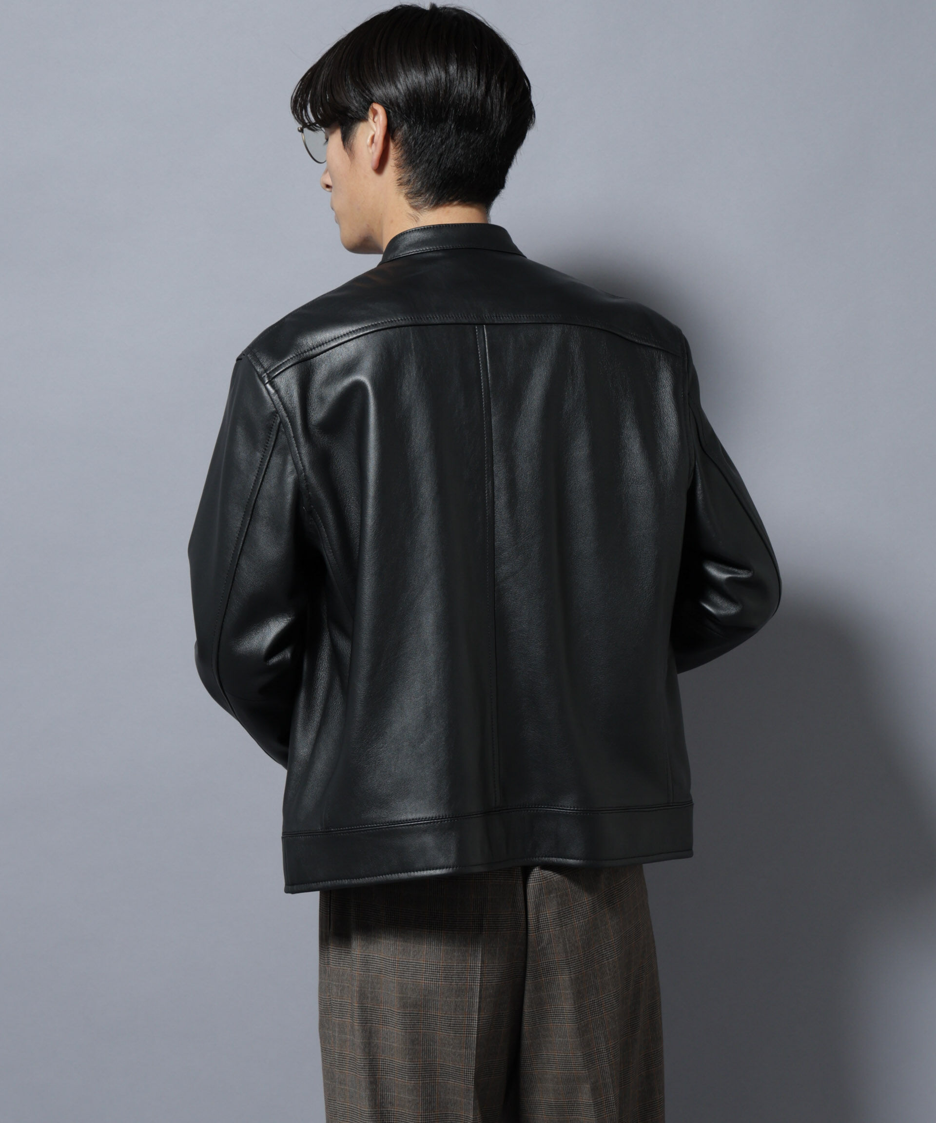 nano･universe「ラムナッパレザーバンドカラーライダースジャケット」|ライダースジャケット|