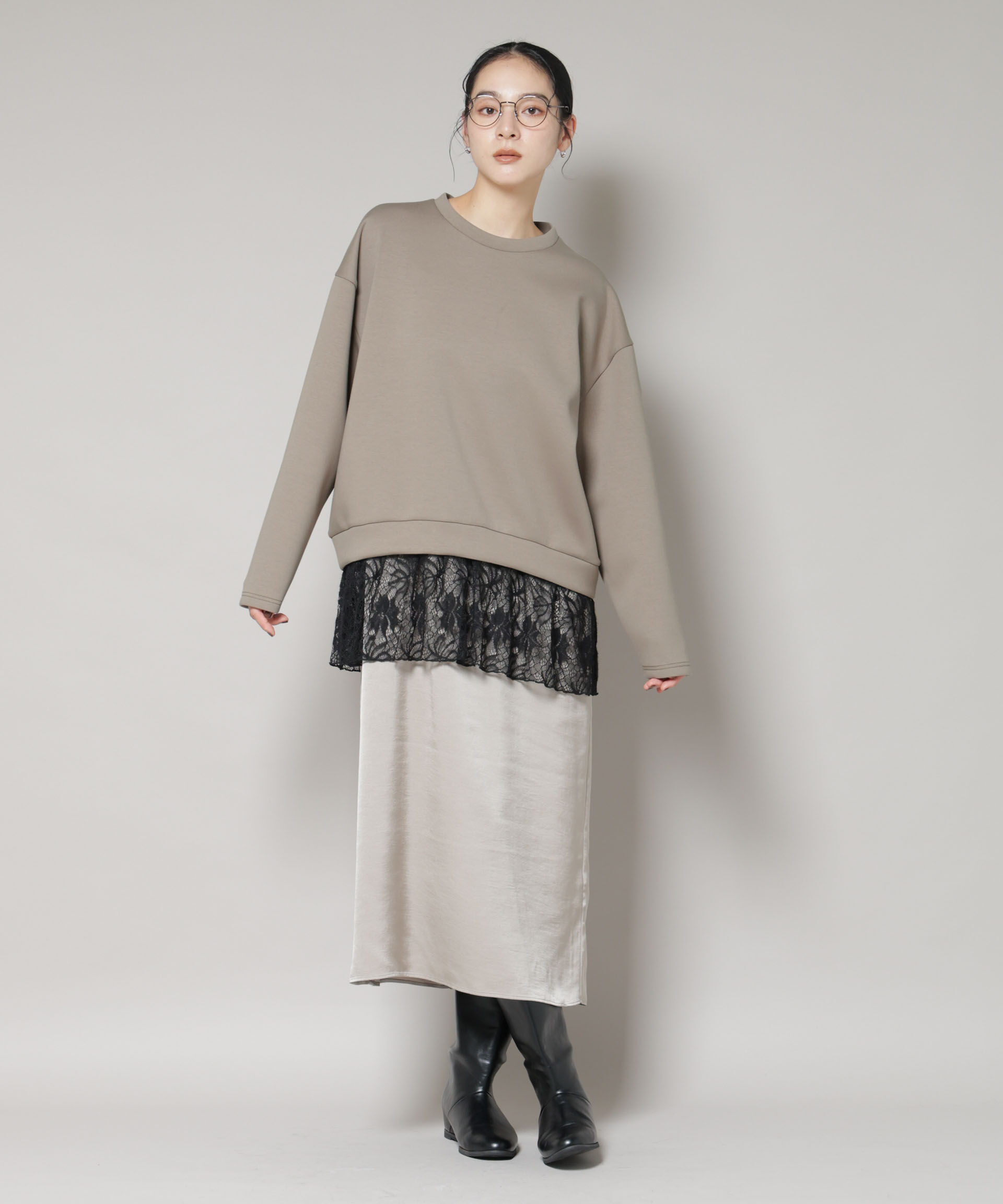 nano･universe「レースレイヤードセットワンピース」|ワンピース|グレージュ3