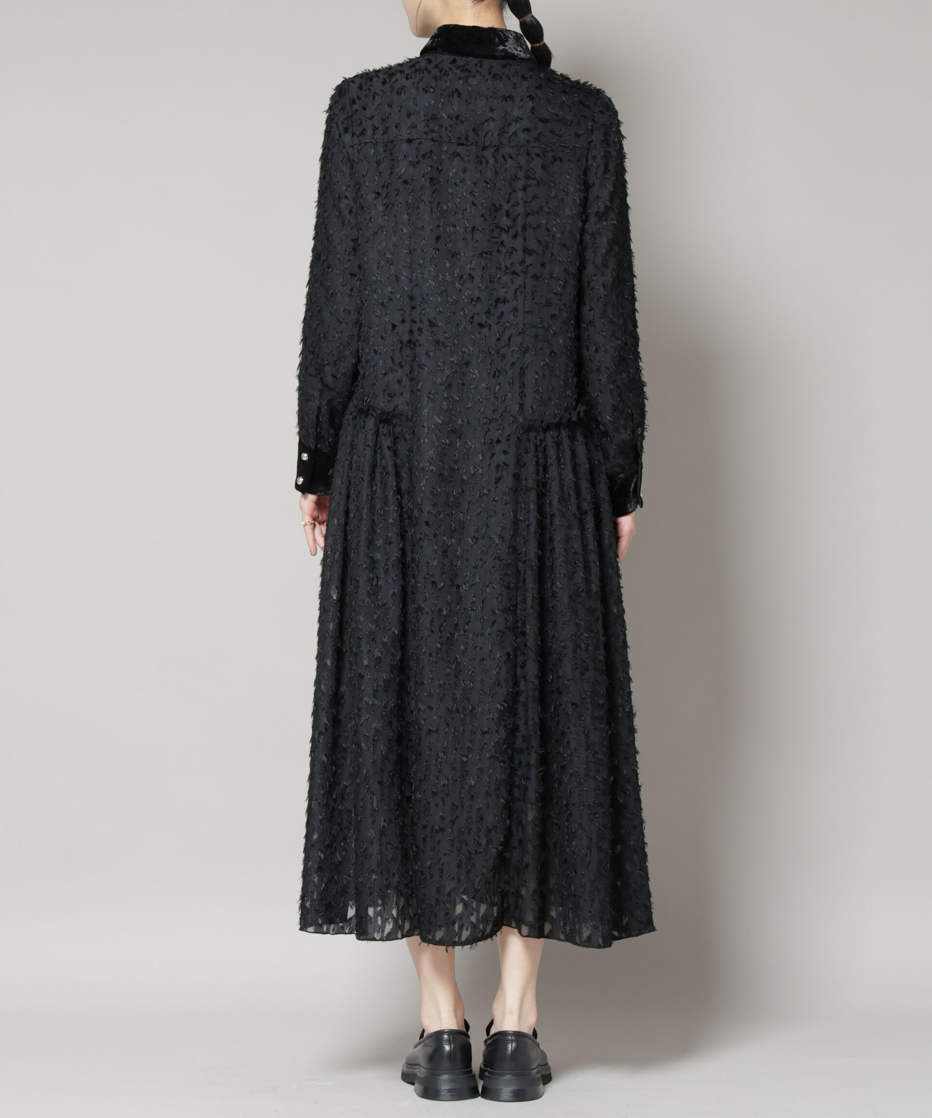 nano･universe「フリンジジャガードナローシャツワンピース」|ワンピース|