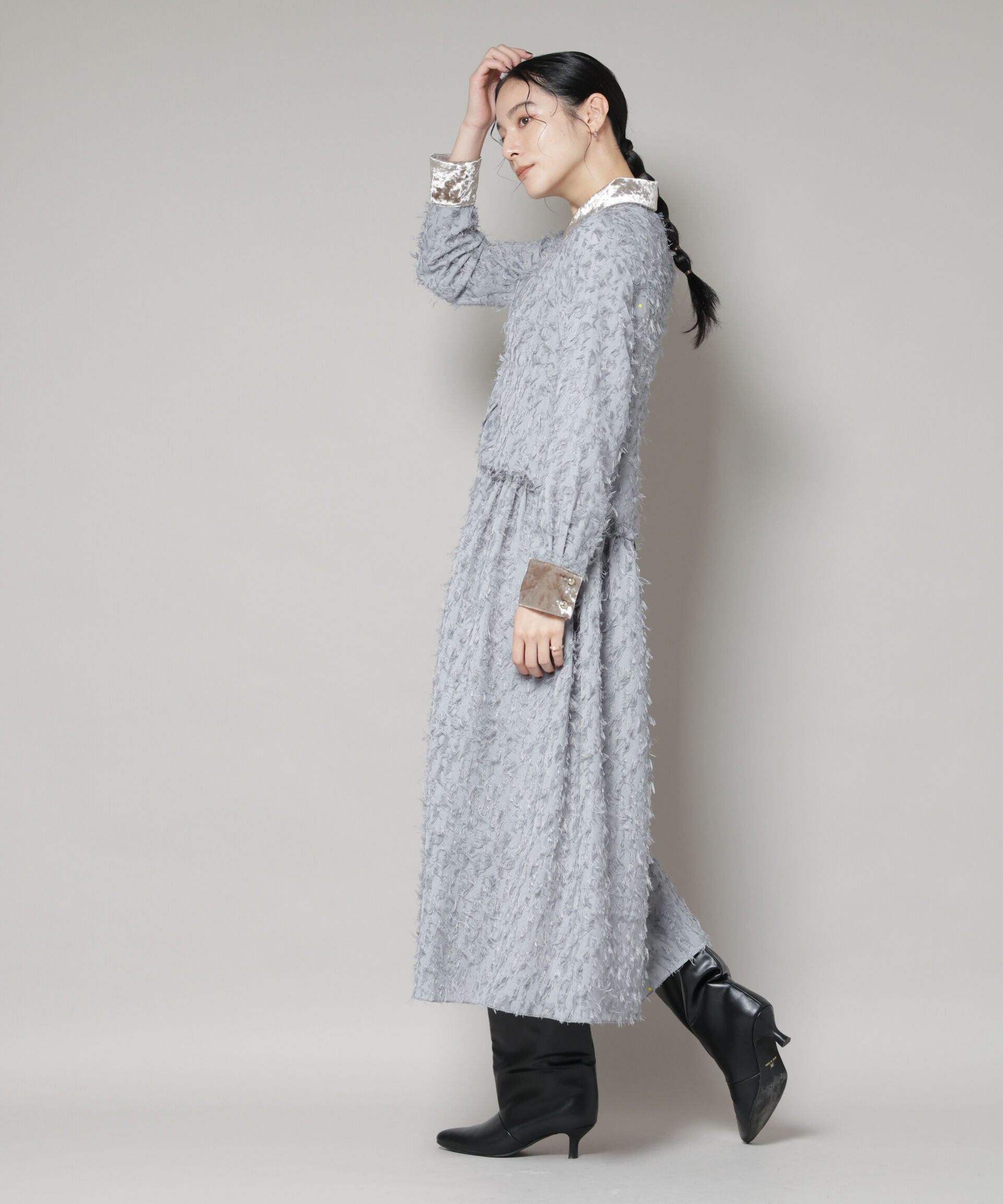 nano･universe「フリンジジャガードナローシャツワンピース」|ワンピース|