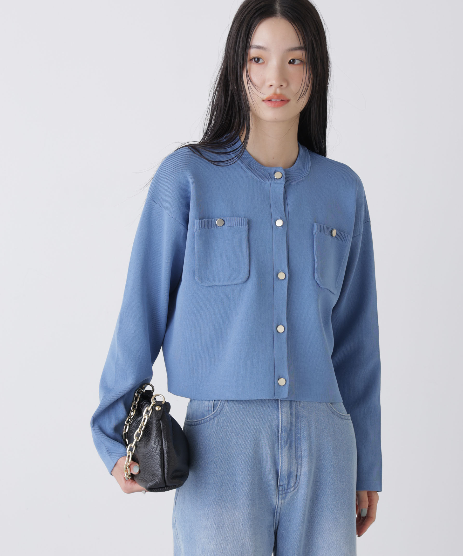 nano･universe「洗濯機洗可UVカット総針ニットカーディガン」|ニット・セーター|ブルー