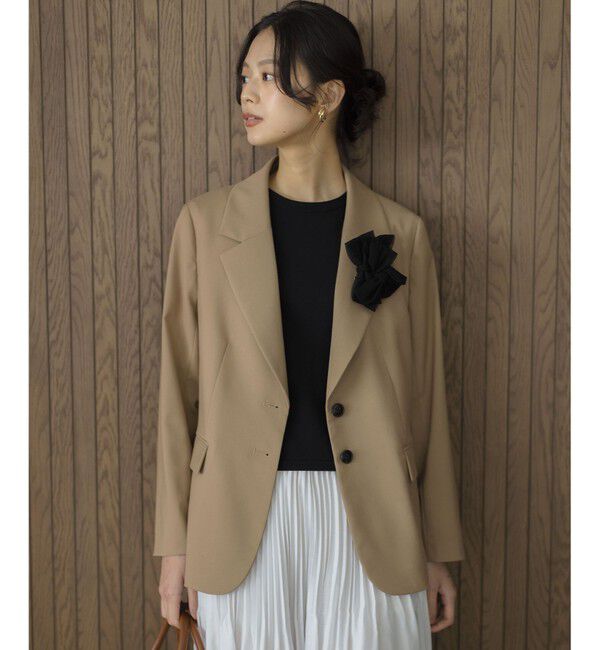 組曲「【加藤ローサさん着用】ハンサムツイル ジャケット」|テーラードジャケット|ベージュ系