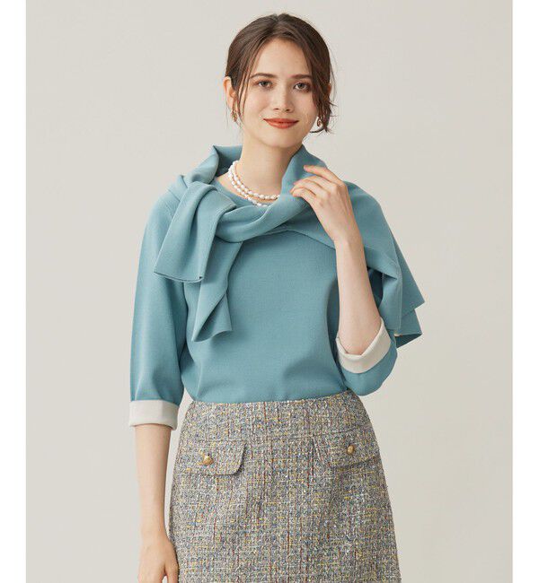 自由区「【アンサンブル対応・洗える】レーヨンストレッチ カーディガン」|カーディガン|ブルーグレー