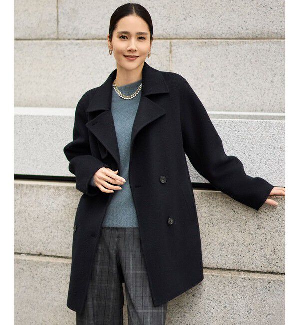 自由区「ウールリバーダブルブレストコート」|その他|ブラック