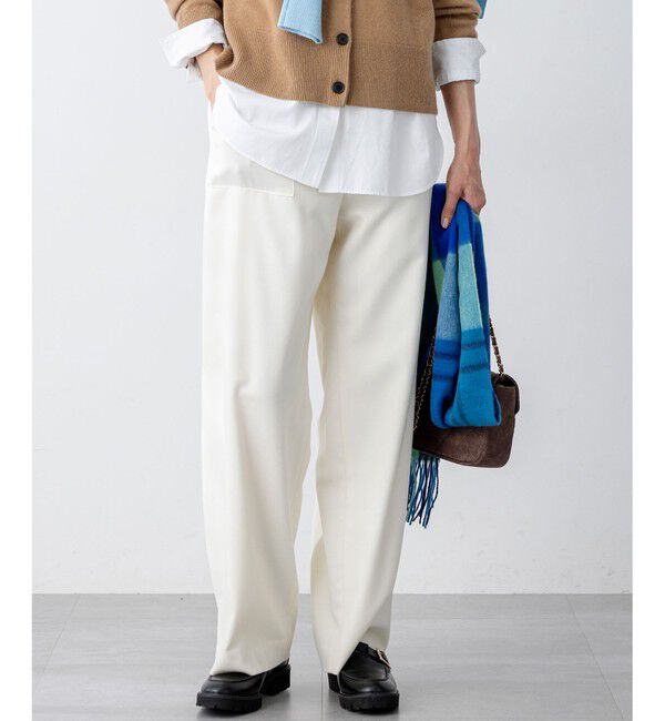 23区「【洗える】ナチュラルストレッチサキソニー ベイカー ドロスト パンツ」|その他|アイボリー系