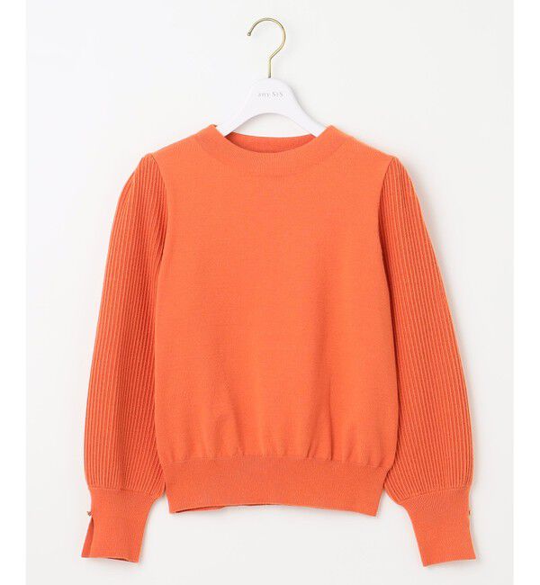 ANY SIS「【CICA加工・選べる9色展開】スリットポイントボトルネック ニット」|ニット・セーター|オレンジ