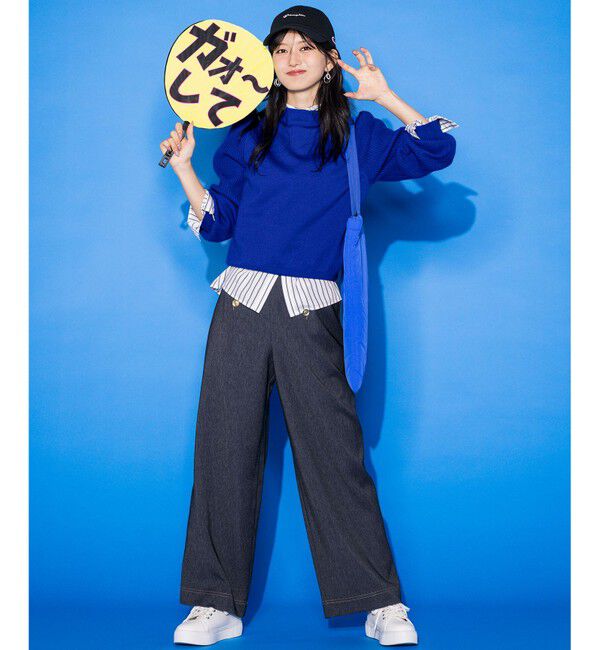 ANY SIS「【CICA加工・選べる9色展開】スリットポイントボトルネック ニット」|ニット・セーター|