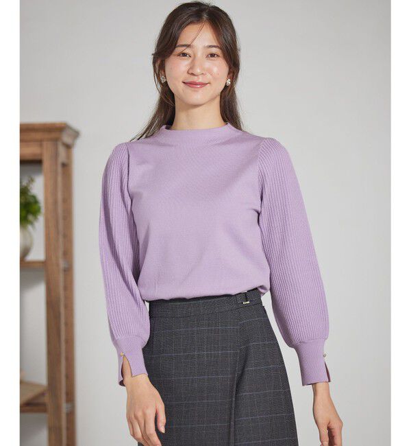 ANY SIS「【CICA加工・選べる9色展開】スリットポイントボトルネック ニット」|ニット・セーター|紫