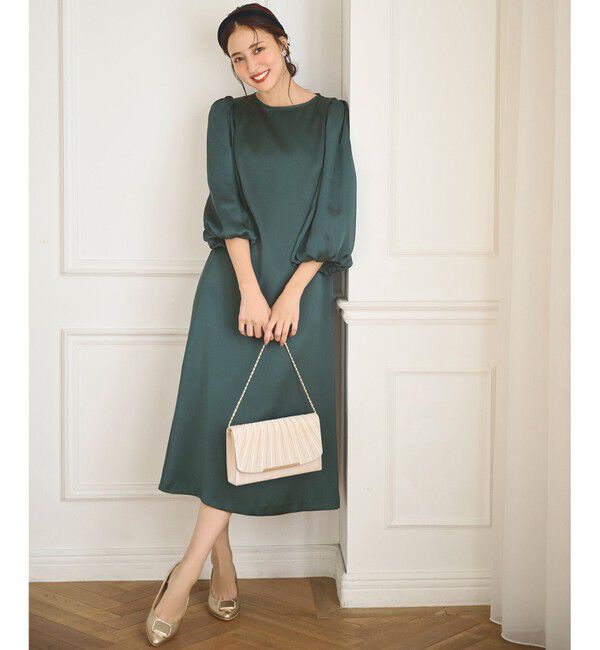 ANY SIS「【洗える】シフォンスリーブサック ドレス」|ドレス|グリーン