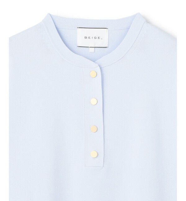 BEIGE,「【洗える】LAURA / クルーネックボタンニットトップス」|ニット・セーター|