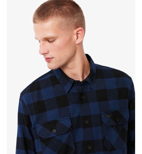 LACOSTE「オーバーサイズドコットンプレイド フランネルチェックシャツ」|シャツ・ブラウス|