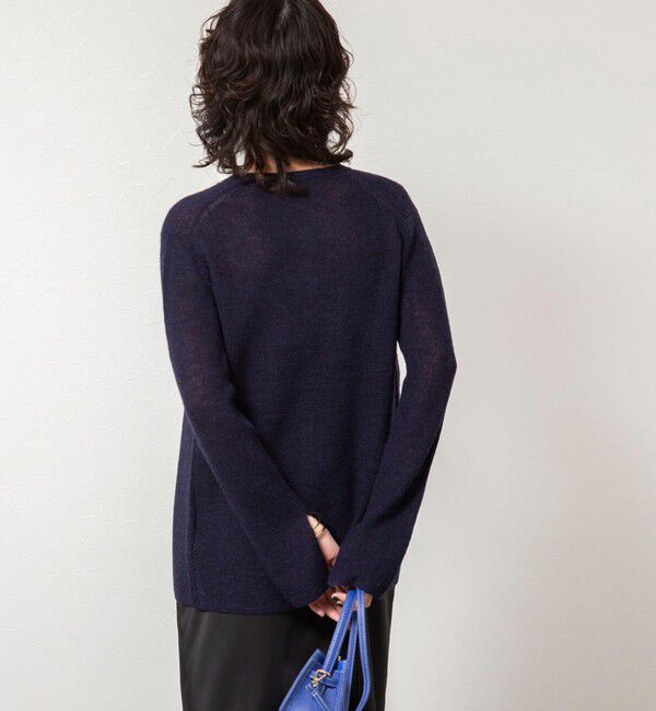 NOLLEY'S sophi「《手洗い可能》モヘヤ混片畦ミディ丈Cネックカーディガン」|カーディガン|