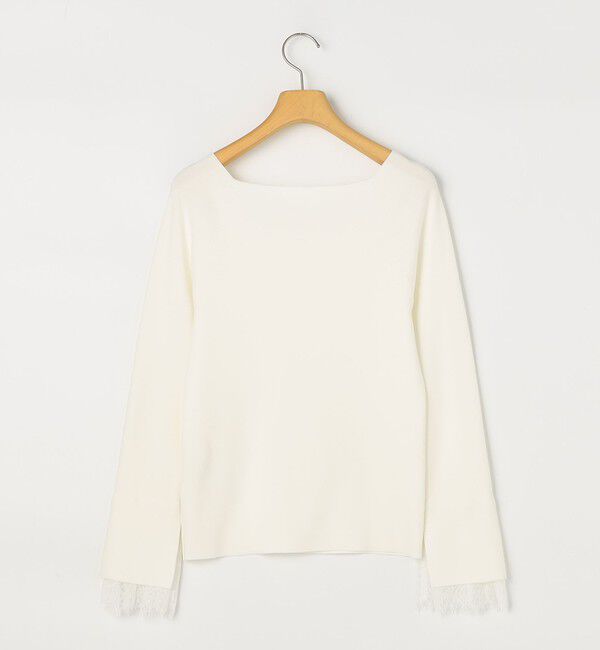 NOLLEY'S sophi「《手洗い可能》袖口レース取り外し可総針スクエアネックプルオーバー」|ニット・セーター|