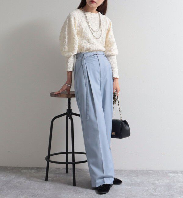 fredy emue「ベルト付きタックパンツ」|スラックス|