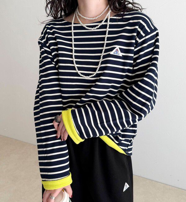 fredy emue「【2WAY仕様】【GEVACO/ゲバコ】裏フリースボートネックTシャツ」|Tシャツ・カットソー|ブルー系その他2