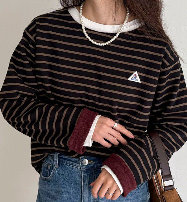 fredy emue「【2WAY仕様】【GEVACO/ゲバコ】裏フリースボートネックTシャツ」|Tシャツ・カットソー|ブラック系その他