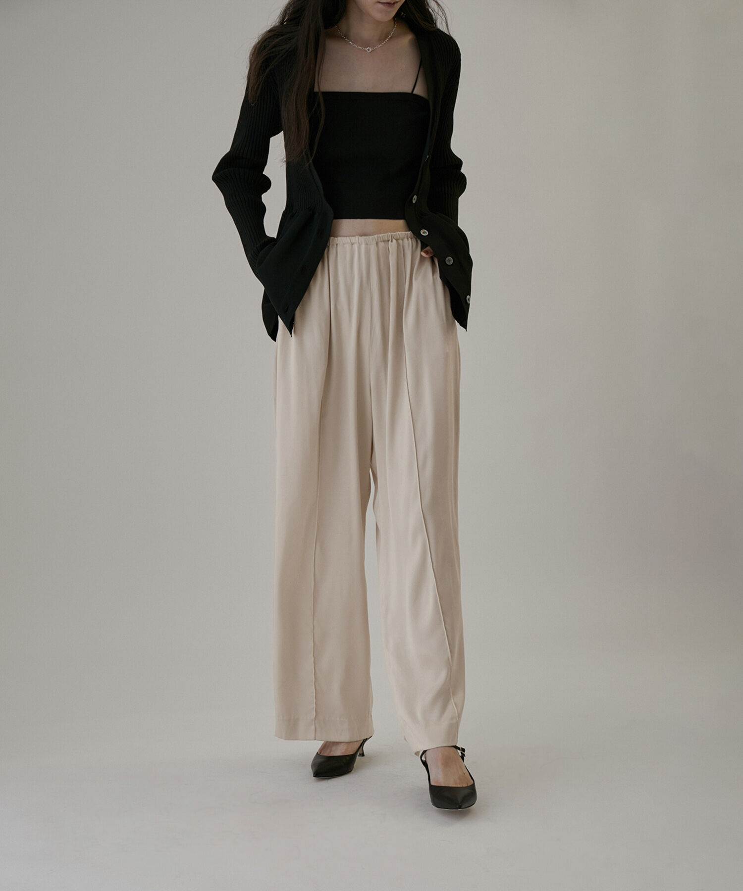 SALON adam et rope'「シルクイージーワイドパンツ【セットアップ対応・洗える】」|その他|ベージュ(27)