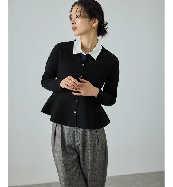 ROPE「ウール混ニットペプラムカーディガン/イージーケア・セットアップ対応」|ニット・セーター|