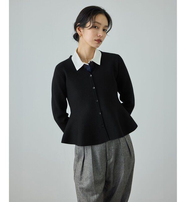 ROPE「ウール混ニットペプラムカーディガン/イージーケア・セットアップ対応」|ニット・セーター|