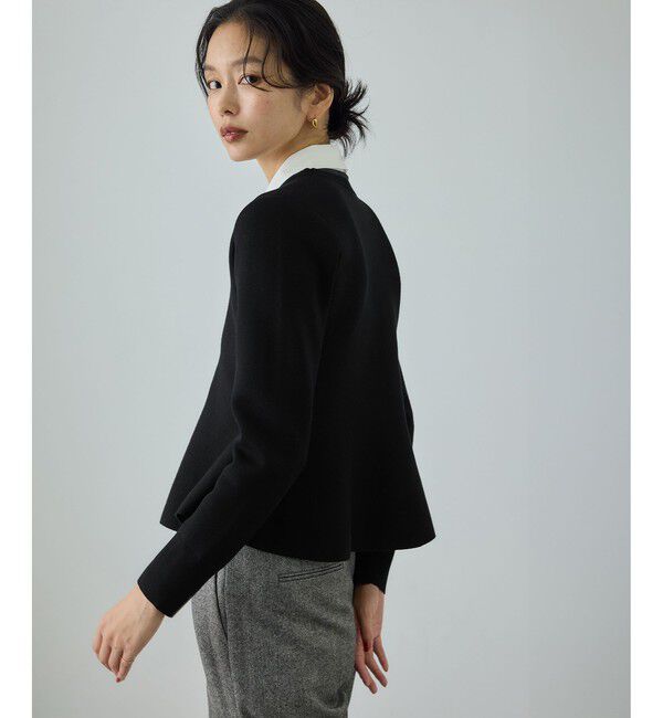ROPE「ウール混ニットペプラムカーディガン/イージーケア・セットアップ対応」|ニット・セーター|