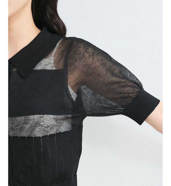 VIS「【WEB限定】シアーボーダーサマーポロニット」|ニット・セーター|