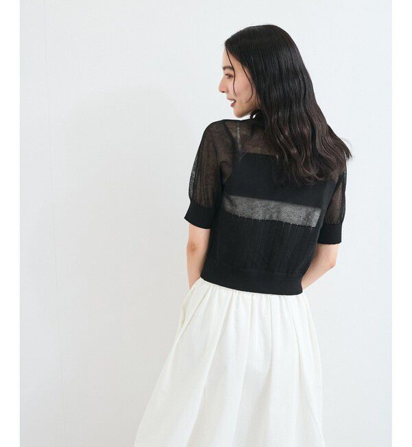 VIS「【WEB限定】シアーボーダーサマーポロニット」|ニット・セーター|