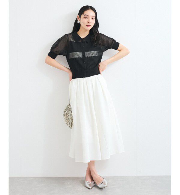 VIS「【WEB限定】シアーボーダーサマーポロニット」|ニット・セーター|