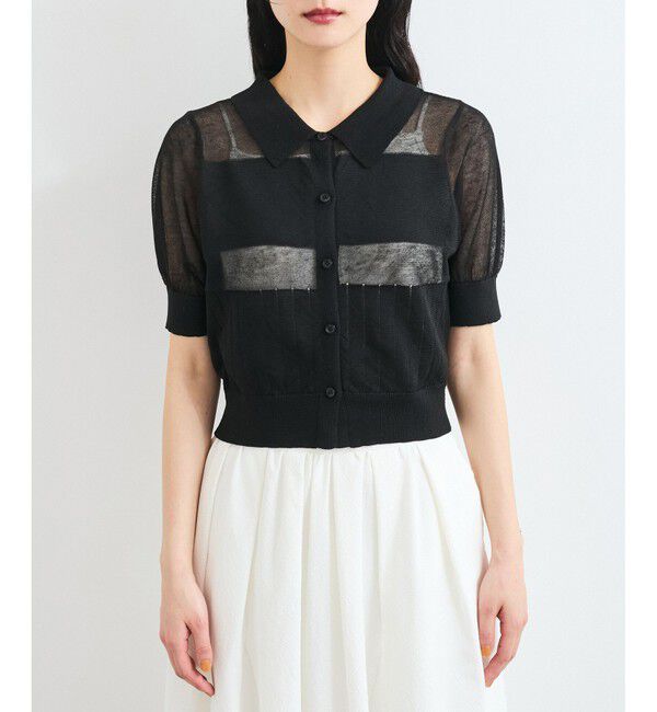 VIS「【WEB限定】シアーボーダーサマーポロニット」|ニット・セーター|