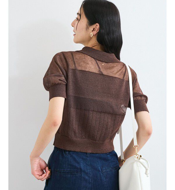 VIS「【WEB限定】シアーボーダーサマーポロニット」|ニット・セーター|