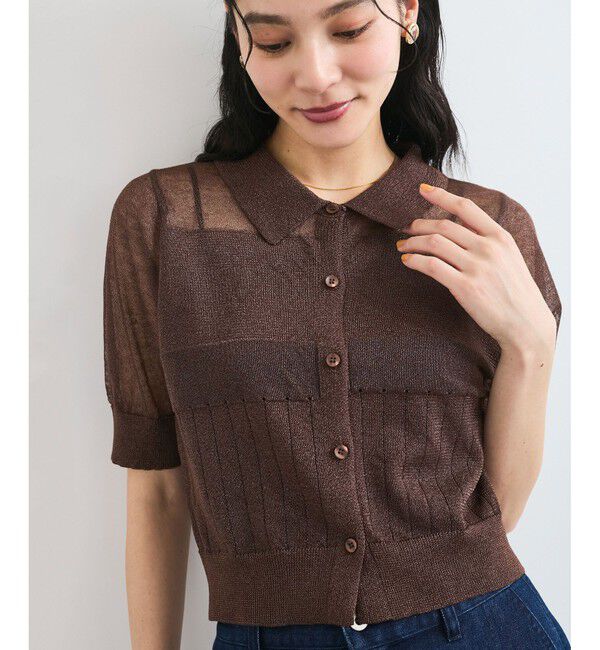 VIS「【WEB限定】シアーボーダーサマーポロニット」|ニット・セーター|